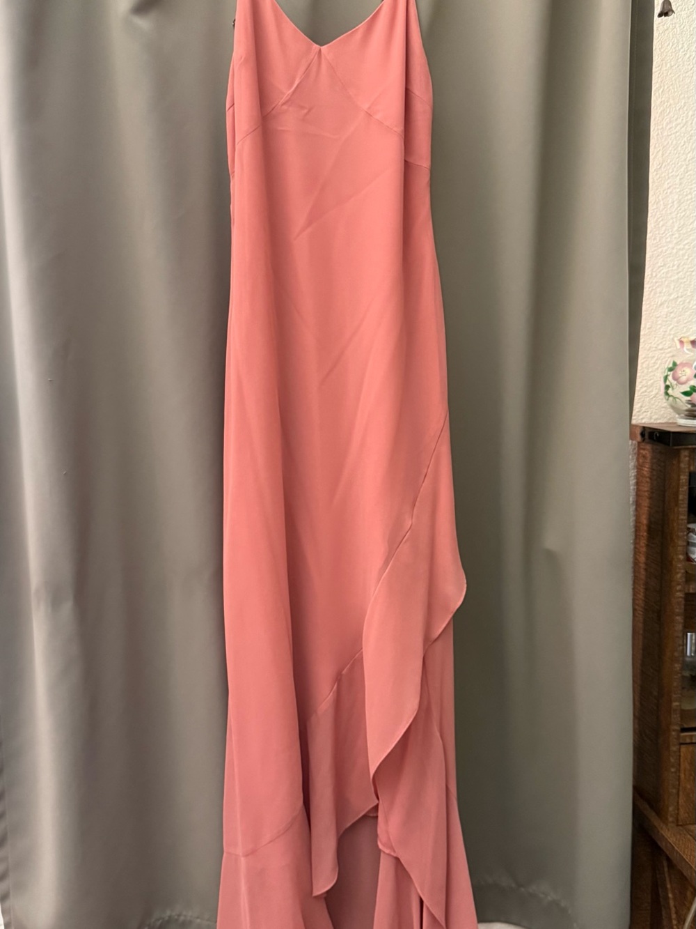 Lulu's Coral Slip Maxi Dress with Ruffled Hem